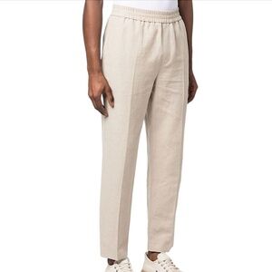 A.P.C. Conscious Linen Blend Straight Leg Crop Trousers Beige Natural NEW